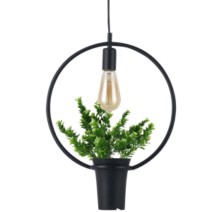 Sanico Goldlux SOREN 1xE27 lampa wisząca okrągła z kwiatkiem czarna IP20 - 313850
