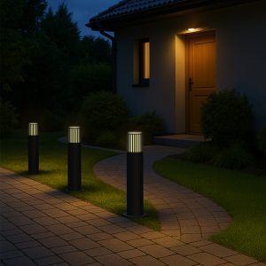 Sanico Goldlux lampa ogrodowa stojąca słupek KUUSAMO 44 E27 grafitowa IP54 - 329356