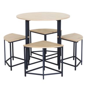 Stół z krzesłami loftowy zestaw modern oak - 340900