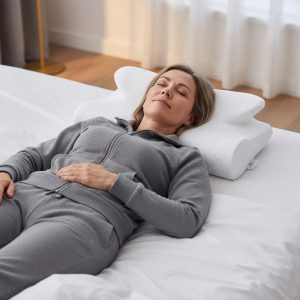 Poduszka ortopedyczna ergonomiczna z pamięcią kształtu pod kark AXIS W Domaison biała - 341365